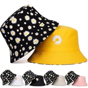 Chapéu Bucket Hat Dupla Face Bordado Margarida – Delicadeza e Versatilidade em um Só Acessório